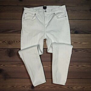J. CREW 9" Mid Rise Skinny Jeans Size 32 White Denim Signature Stretch BO929